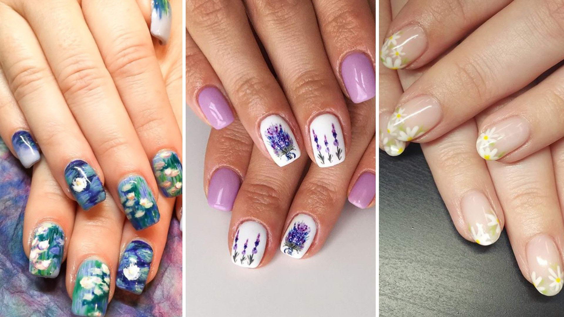 purple flower nail designs