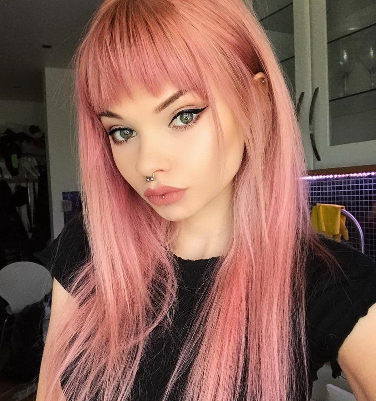 pastel pink hair.