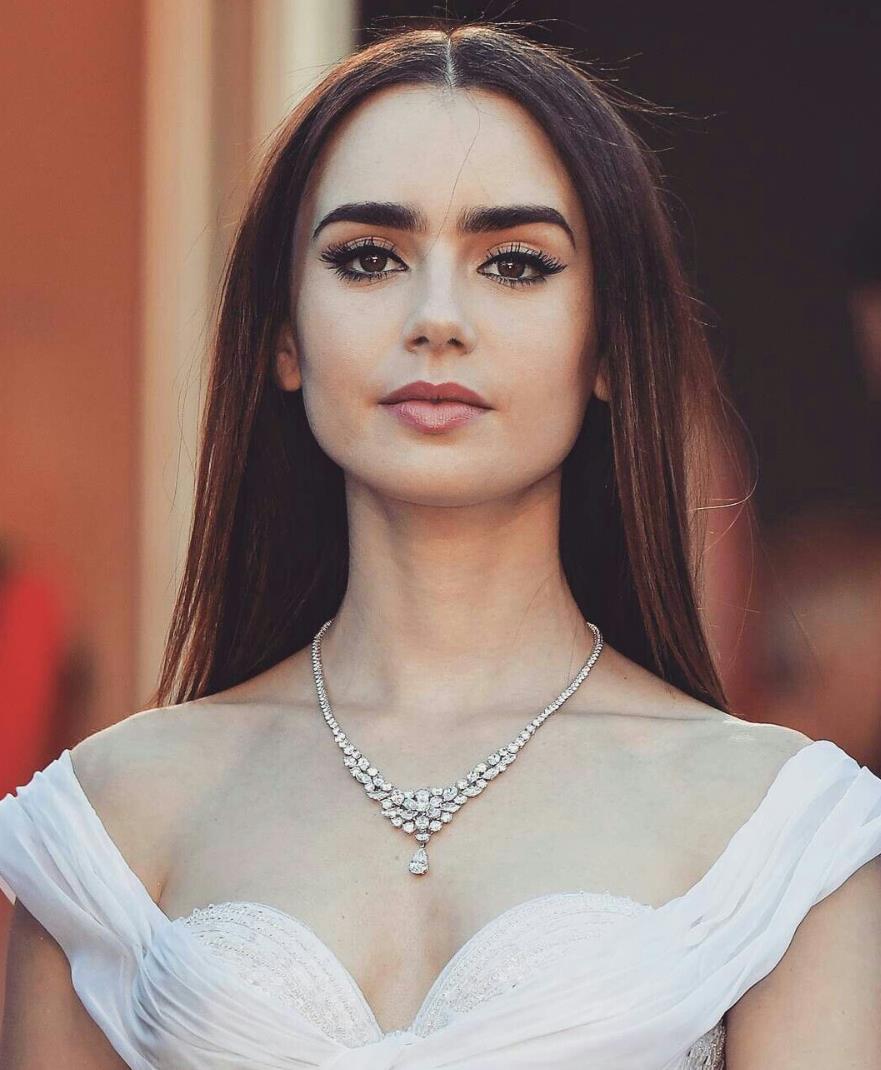 Lily Collins long hairstyle