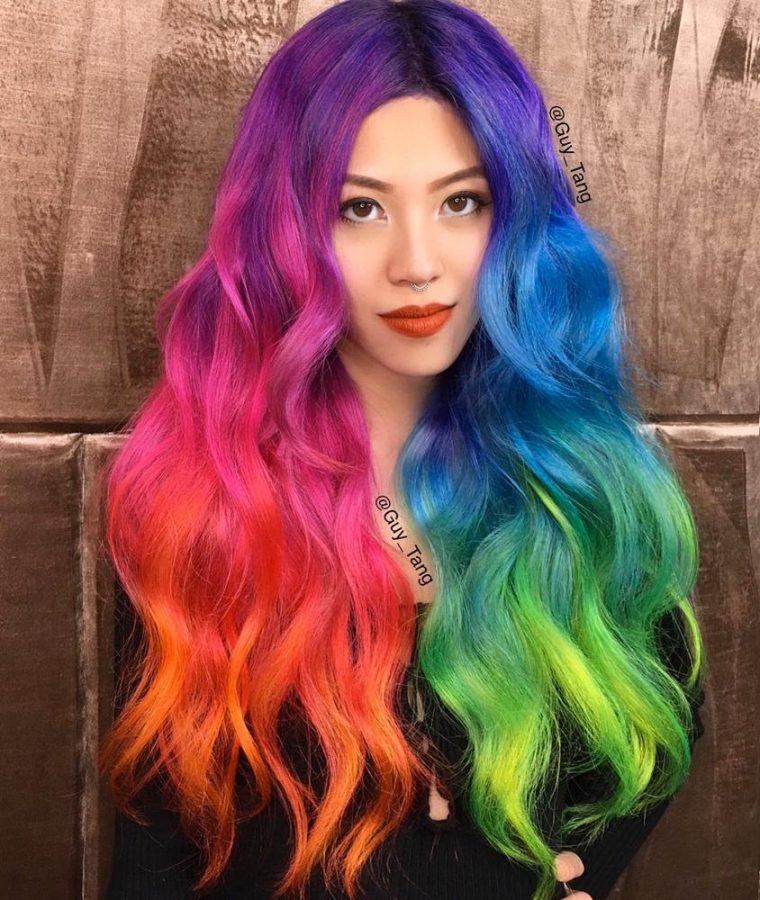 rainbow dyed hair