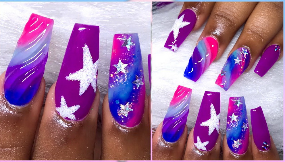 purple stars nails